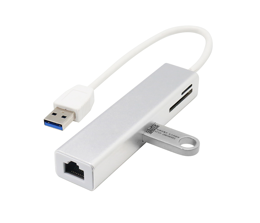 H3409 USB 3.0 Card Reader with Ethernet Adapter